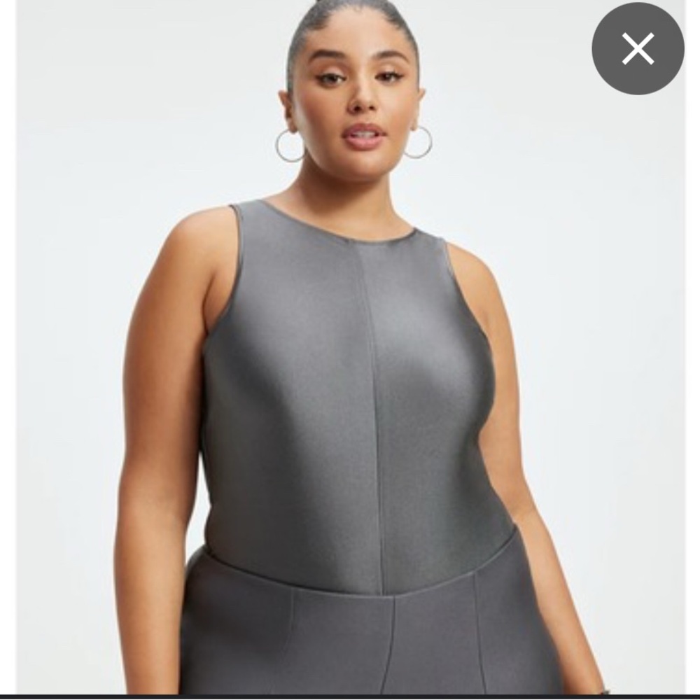 Good American Metalic Charcoal Sleeveless Bodysuit sz 6 (3XL)